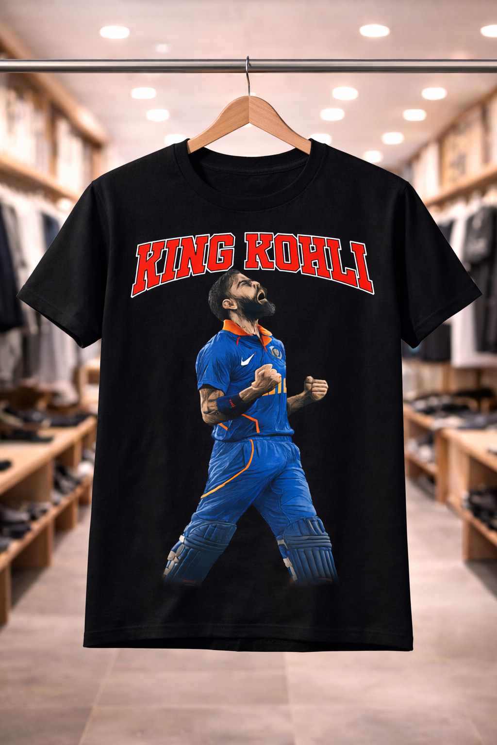 Virat Kohli Celebrating T-Shirt – Men & Women | Midnight Black