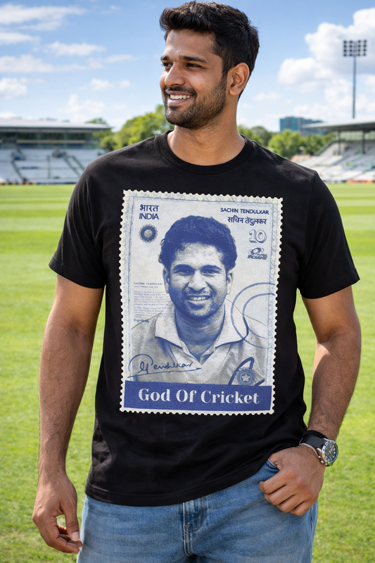 Sachin Stamp T-Shirt – Men & Women | Moon White