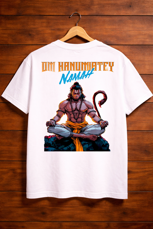 Om Hanumatey Namah T-Shirt – Men & Women | Moon White