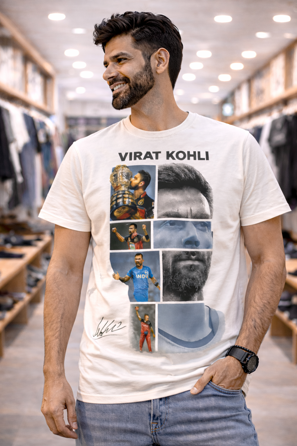 Virat Kohli Multi Verse T-Shirt – Men & Women | Moon White