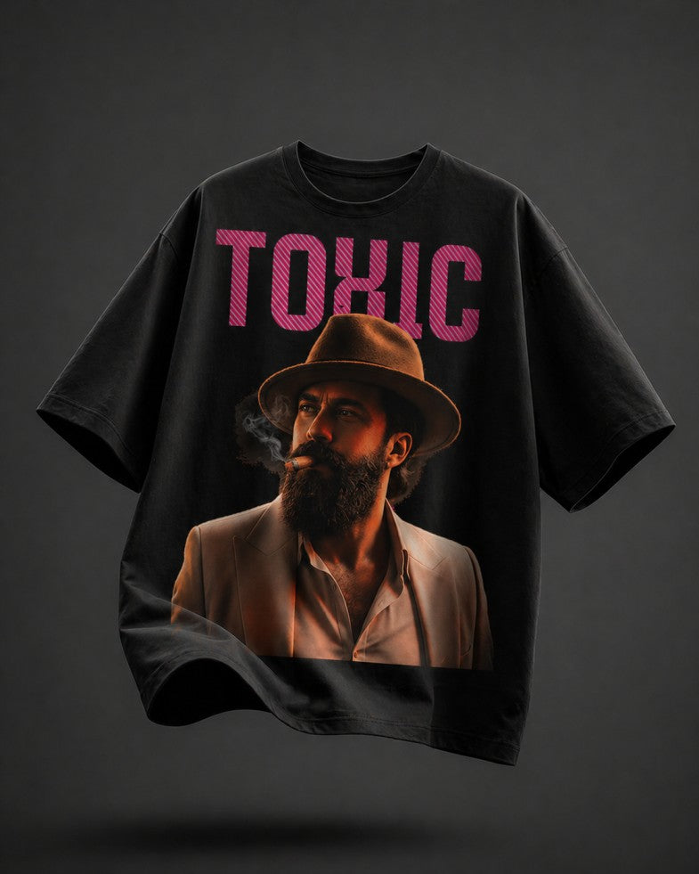 Toxic Yash in Hat Drop-Shoulder T-Shirt – Men & Women | Black