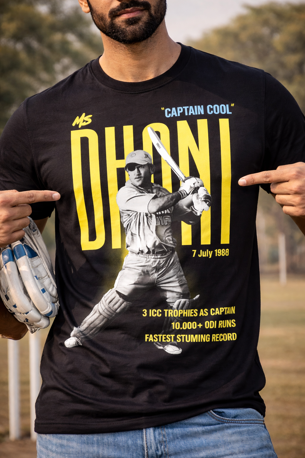 Dhoni Rhino T-Shirt – Men & Women | Midnight Black