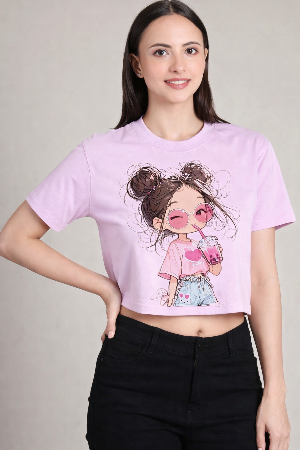 Anime Style And Pink Vibes Crop Top – Women | Lovely Lavender