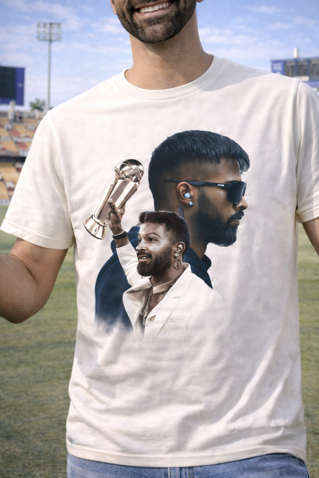 Hardik Pandya Triumph T-Shirt – Men & Women | Moon White