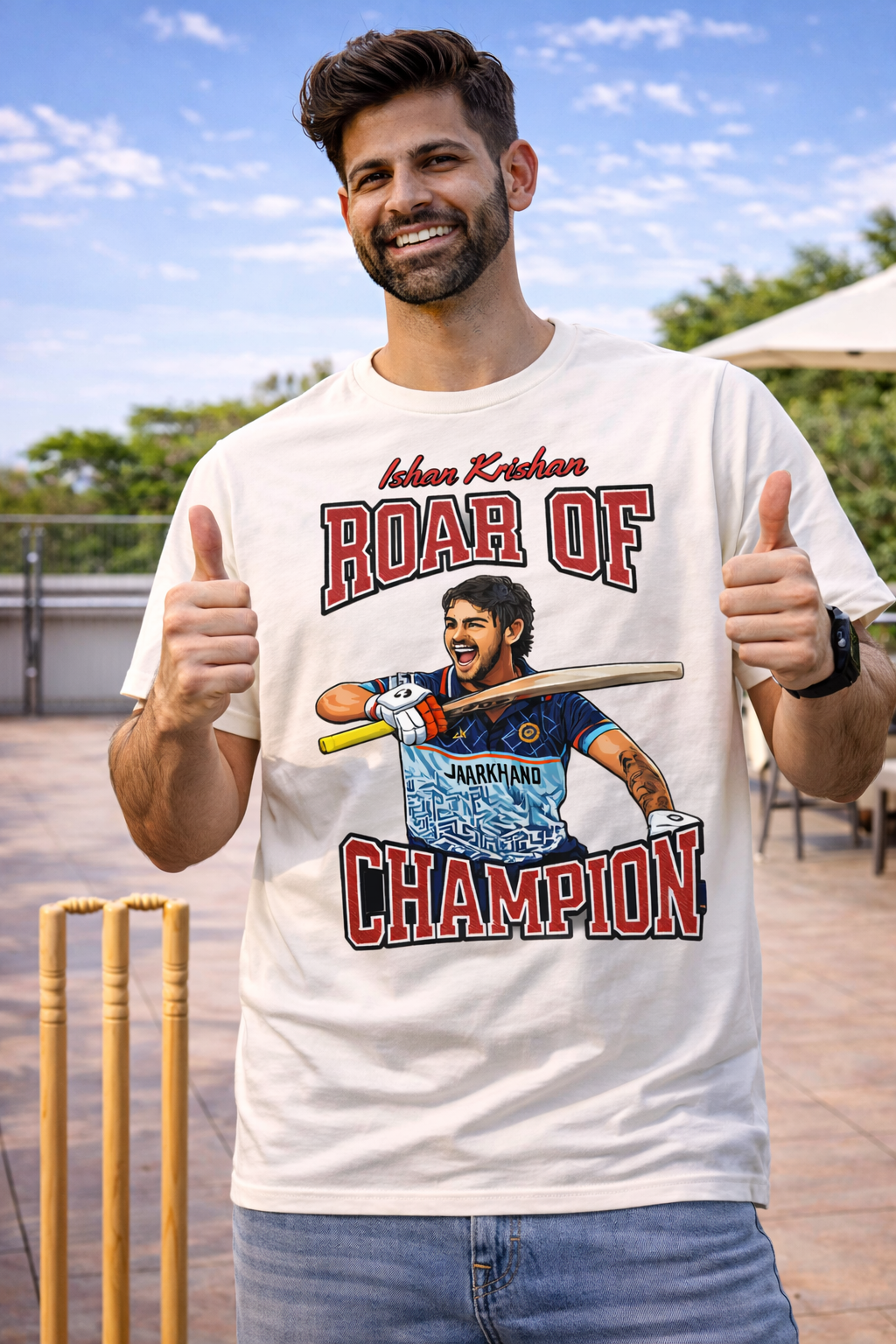 Ishan Krishan Roar Of Champion T-Shirt – Men & Women | Moon White