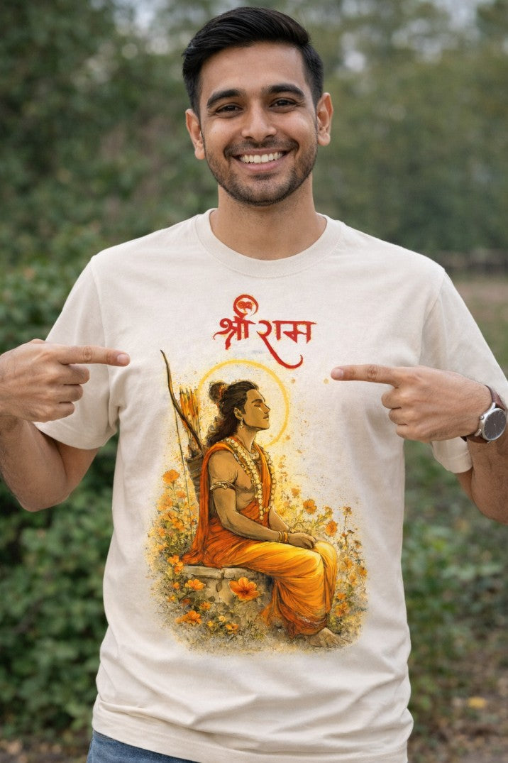 Sri Ram Sitting Regular T-Shirt |  Off White