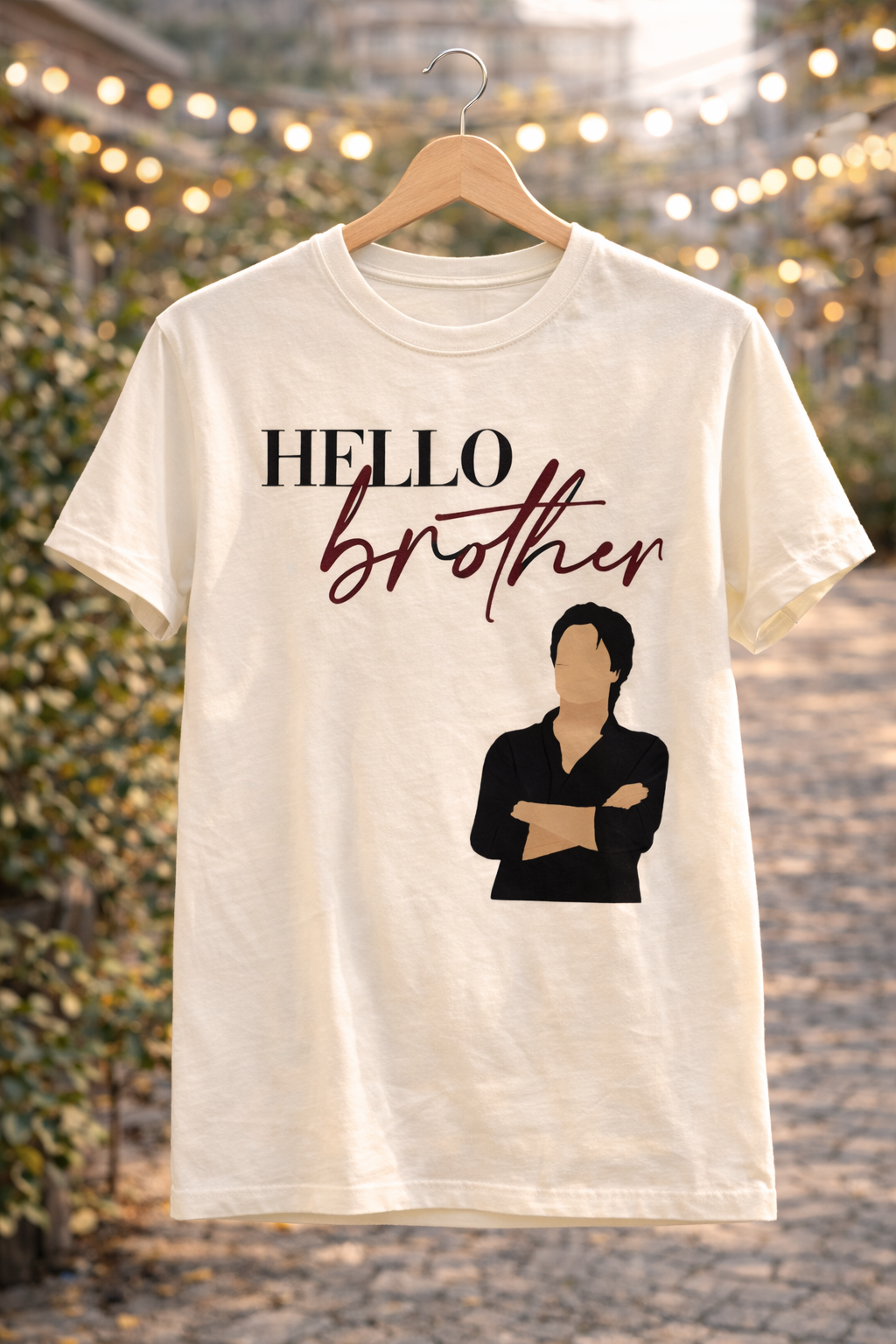 TVD Damon Hello Brother T-Shirt | Moon White (Regular Fit)