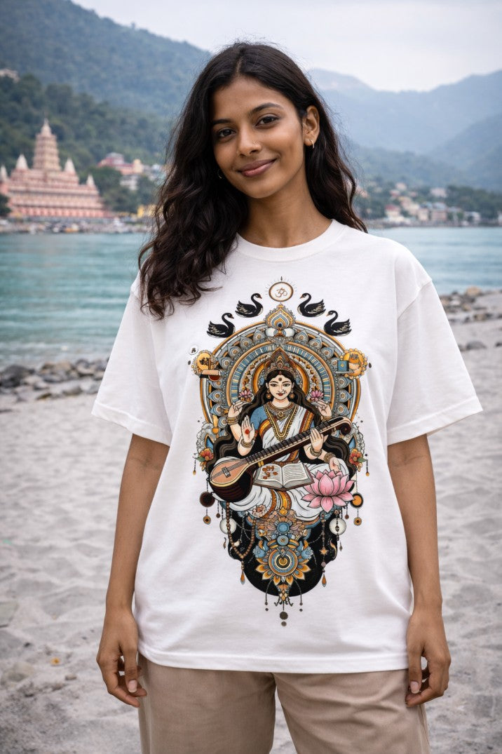 Goddess Saraswati Regular T-Shirt |  Off White