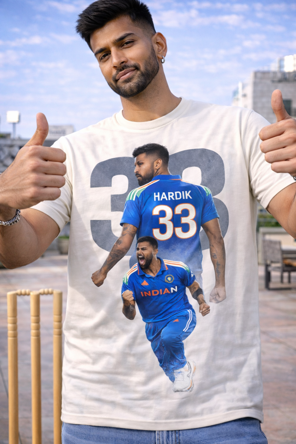 Hardik Pandya 33 T-Shirt – Men & Women | Moon White