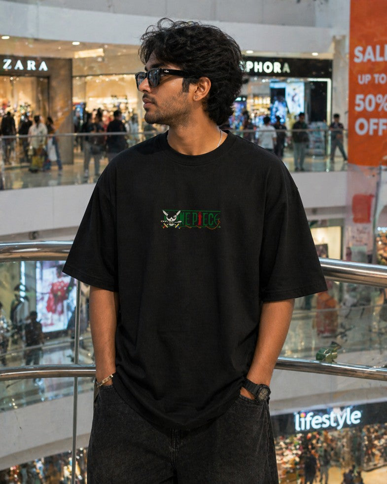One Piece Roronoa Zoro Drop-Shoulder T-Shirt – Men & Women | Black