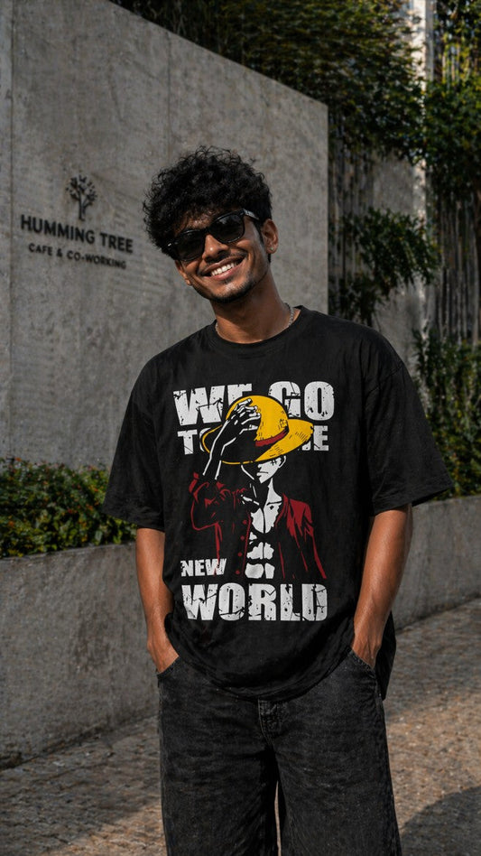 One Piece New World Drop-Shoulder T-Shirt – Men & Women | Black