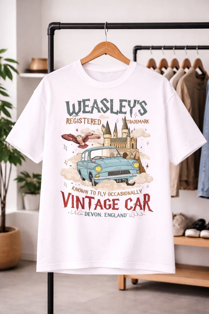 Harry Potter Weasley's Car T-Shirt |  White