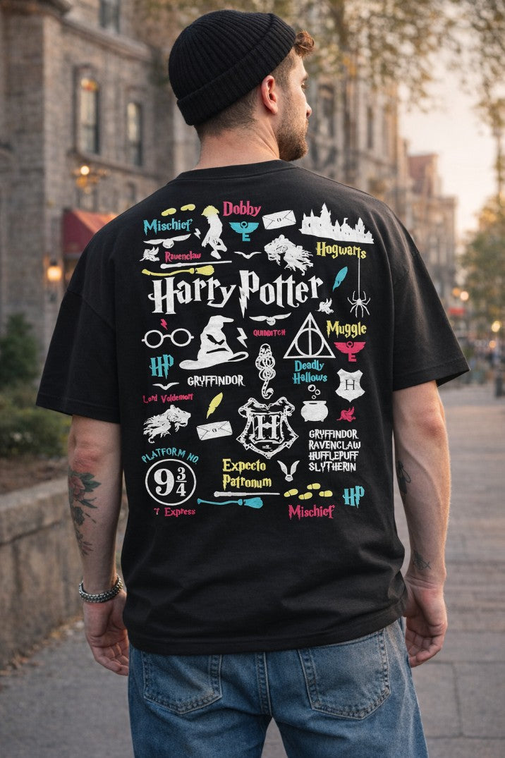 Harry Potter Universe Drop-Shoulder T-Shirt |  Black
