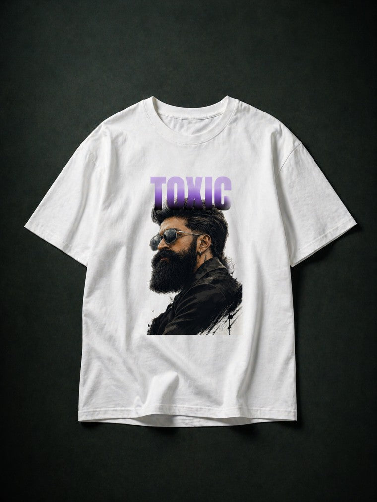Toxic Yash Drop-Shoulder T-Shirt – Men & Women | Moon White
