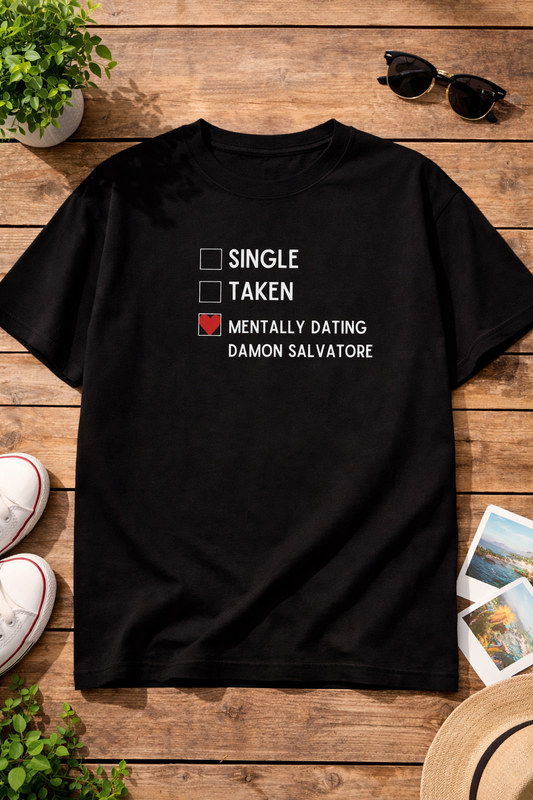 TVD In Love with Damon T-Shirt | Midnight Black (Regular Fit)