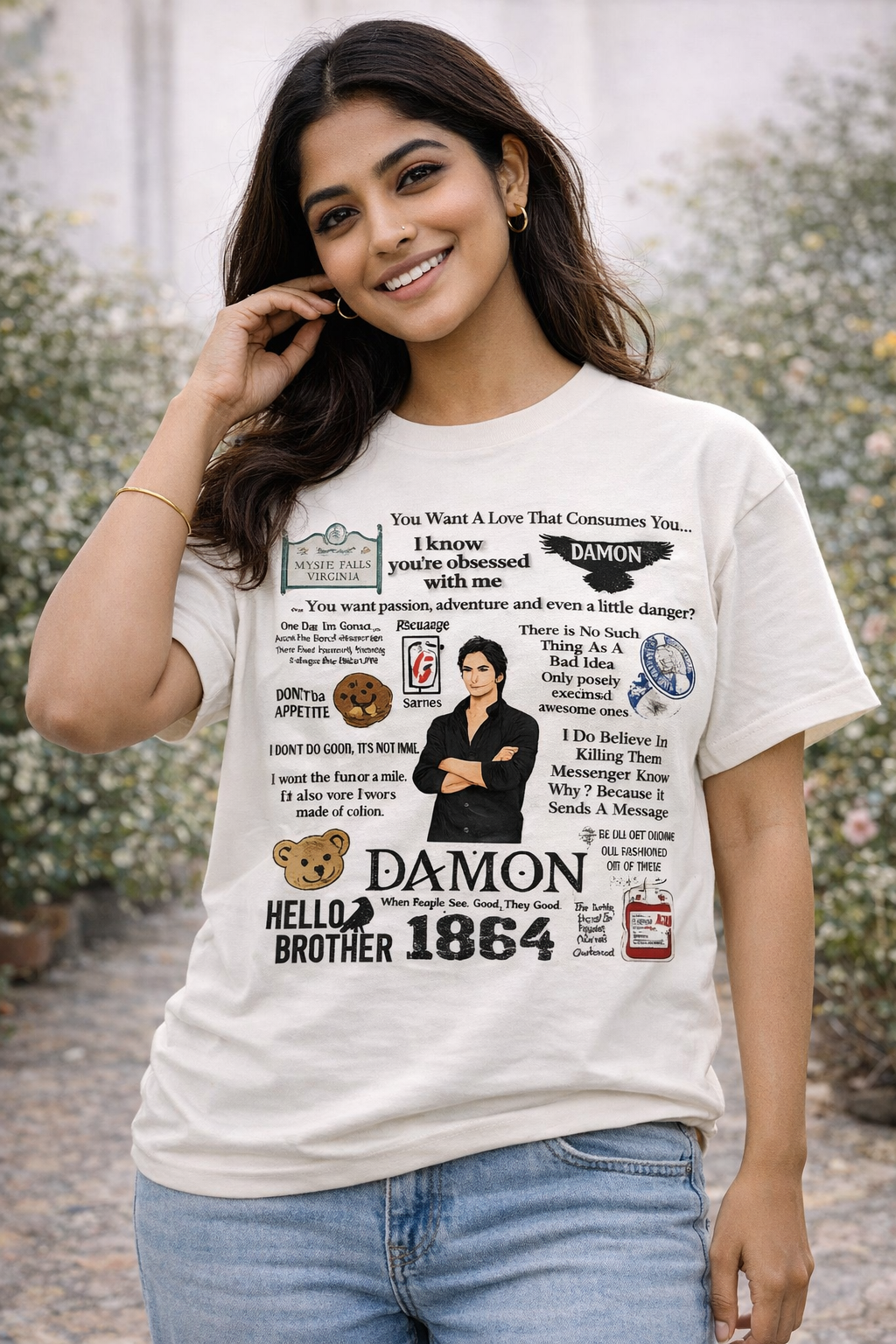 TVD Damon Dialogues T-Shirt | Moon White (Regular Fit)