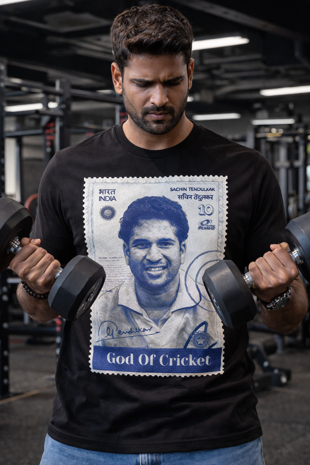 Sachin Stamp T-Shirt – Men & Women | Moon White