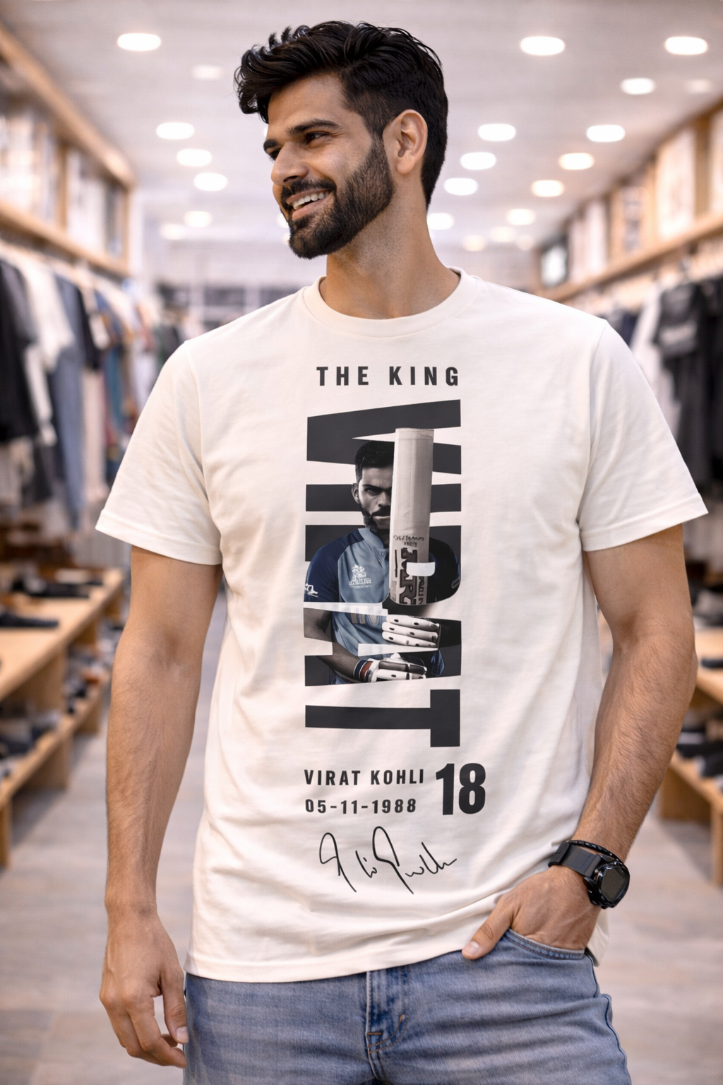 Virat Kohli Sign T-Shirt – Men & Women | Moon White