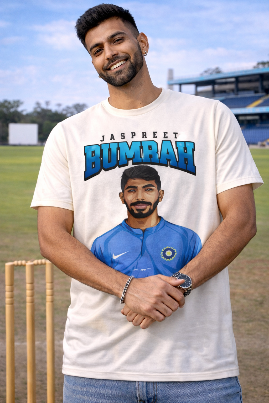 Jaspreet Bumrah T-Shirt – Men & Women | Moon White