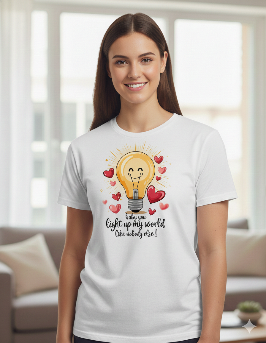 Baby You Light Up My World Like Nobody Else Unisex T-Shirt |  White