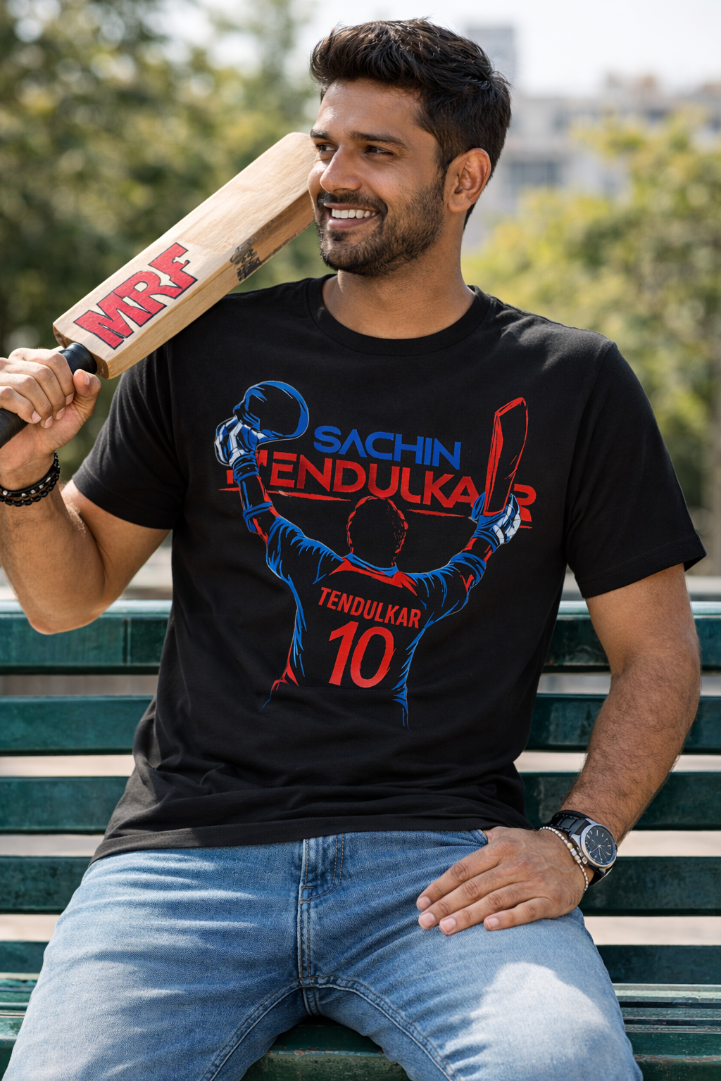 Sachin Celebrating T-Shirt – Men & Women | Midnight Black