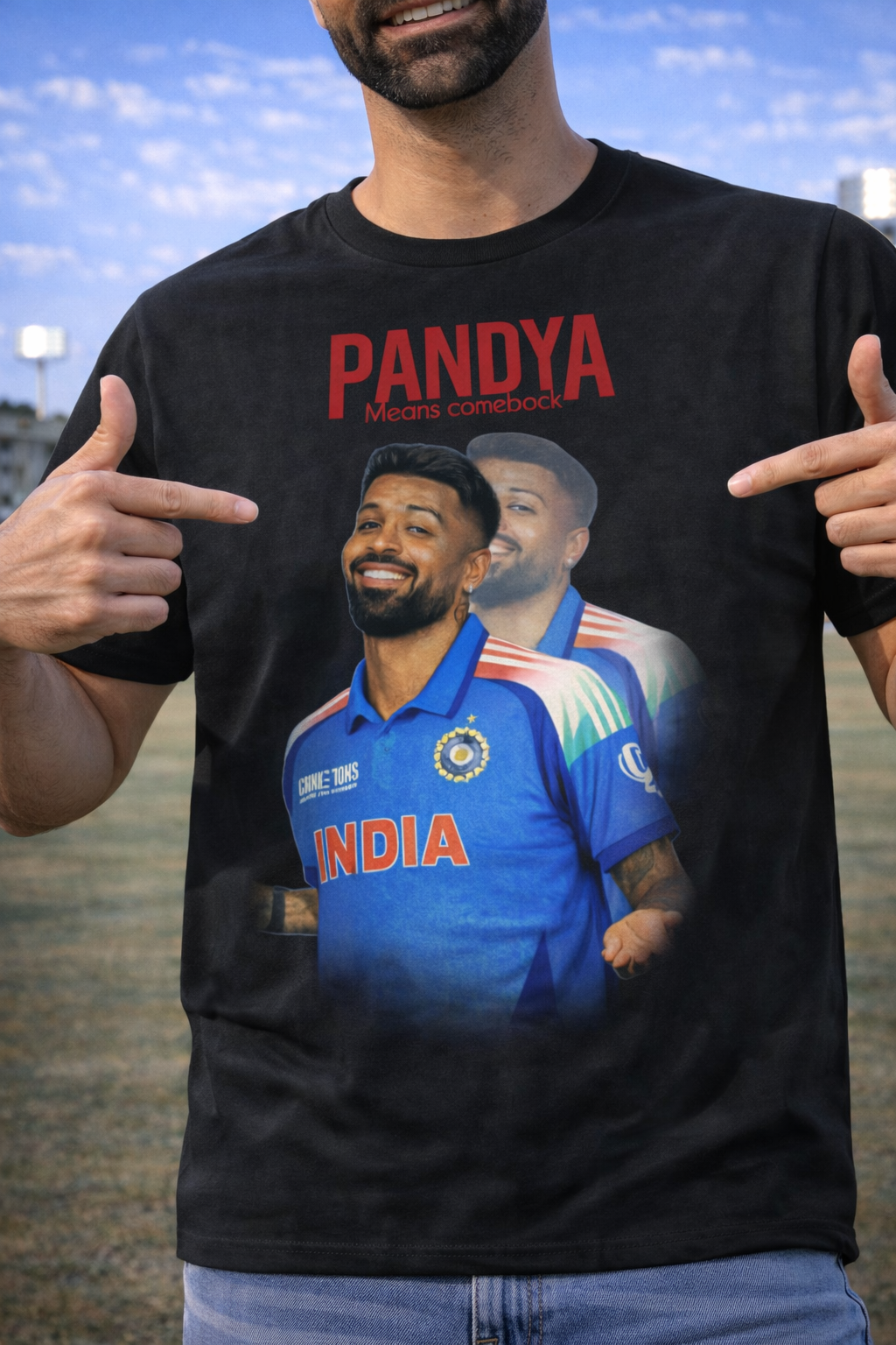 Hardik Pandya Comeback T-Shirt – Men & Women | Midnight Black