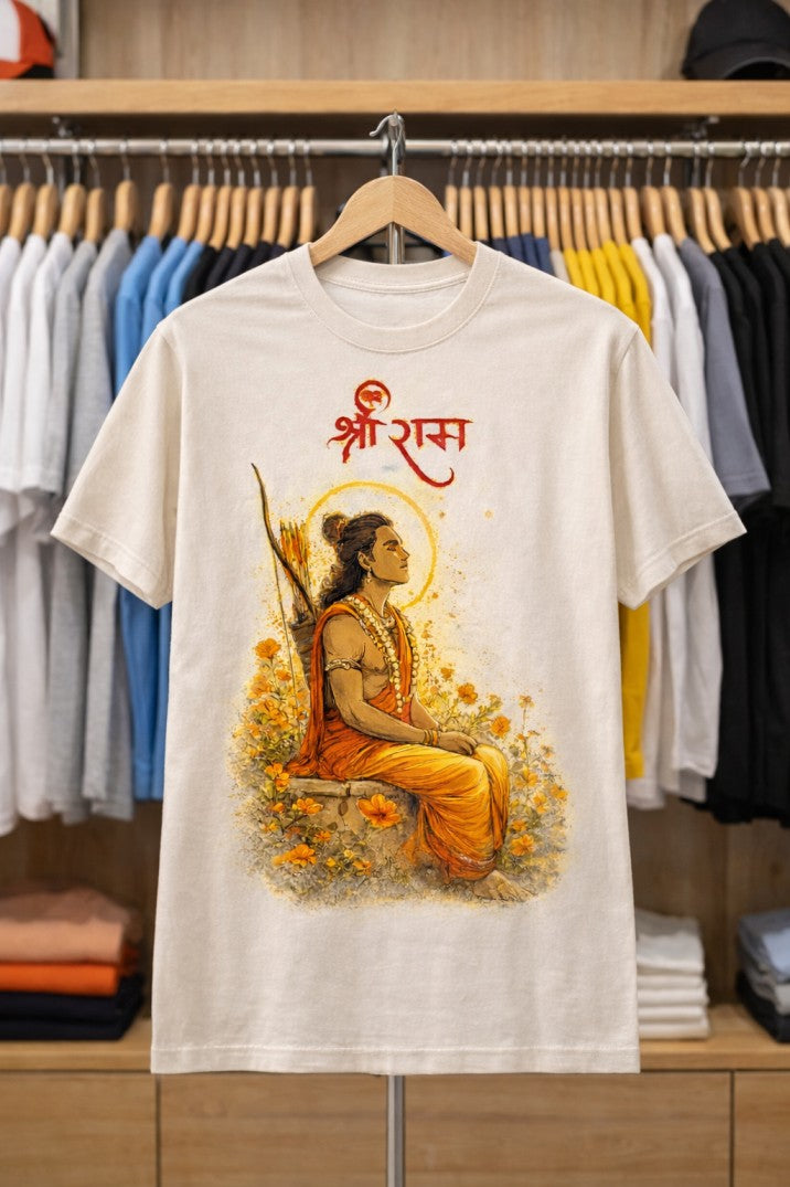 Sri Ram Sitting Regular T-Shirt |  Off White