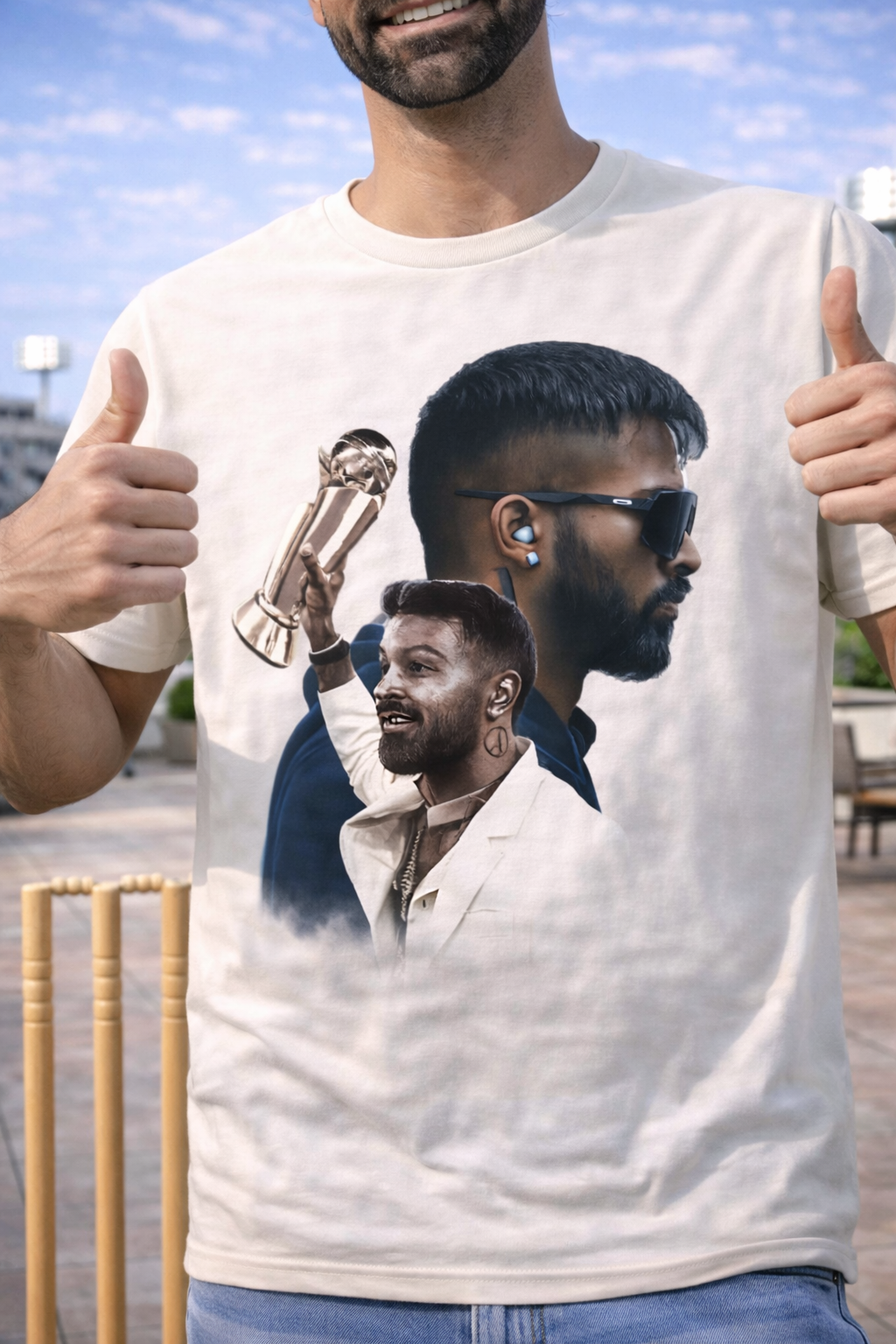 Hardik Pandya Triumph T-Shirt – Men & Women | Moon White