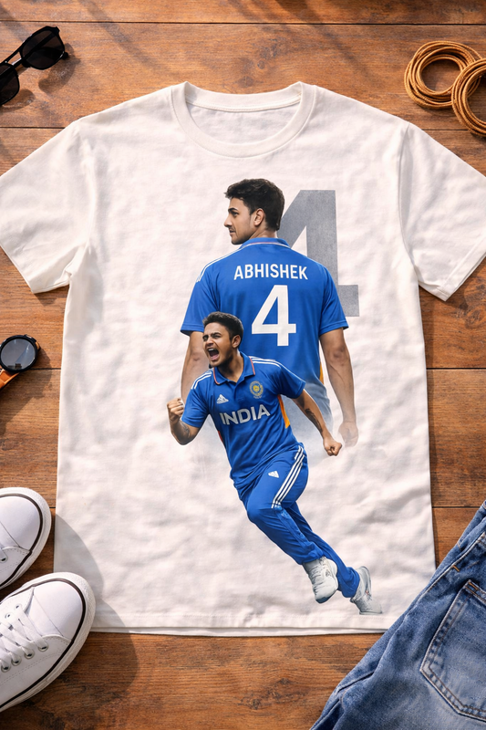 Abhishek Sharma 4 T-Shirt – Men & Women | Mood white