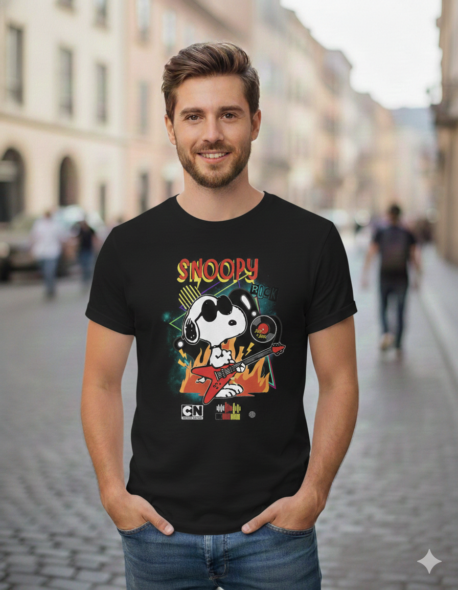 Snoopy Rock  Unisex T-Shirt |  Black