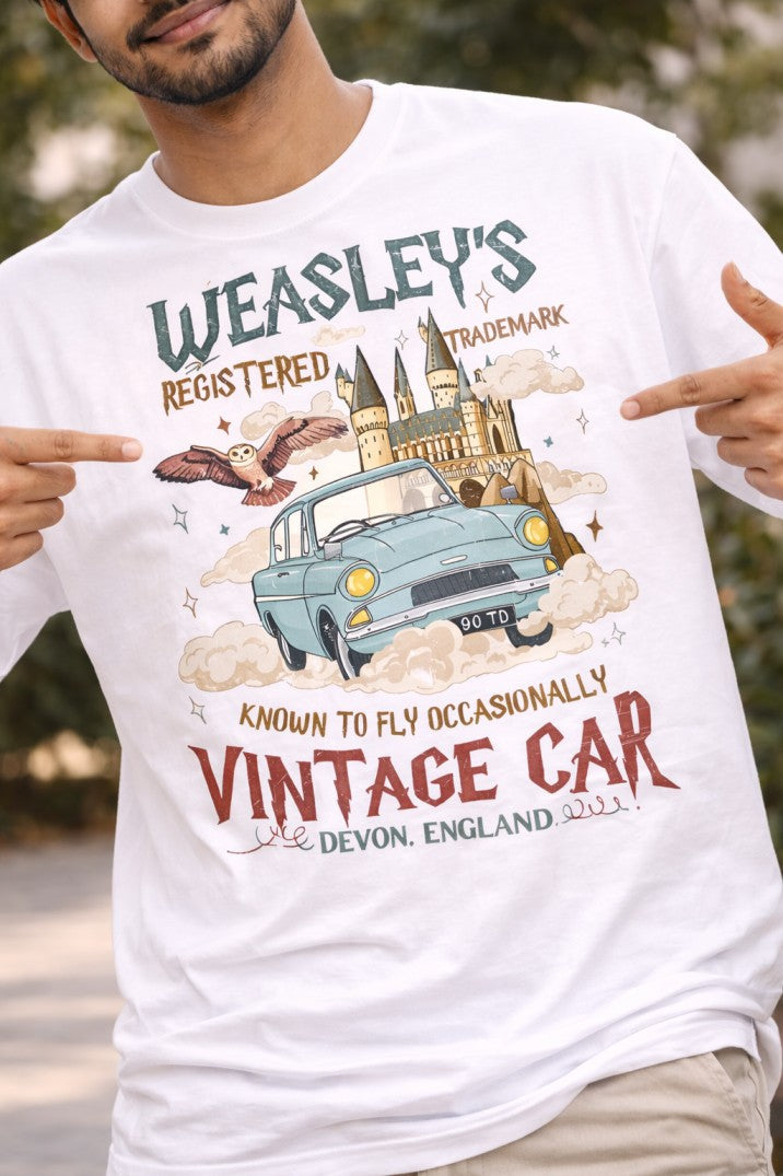 Harry Potter Weasley's Car T-Shirt |  White