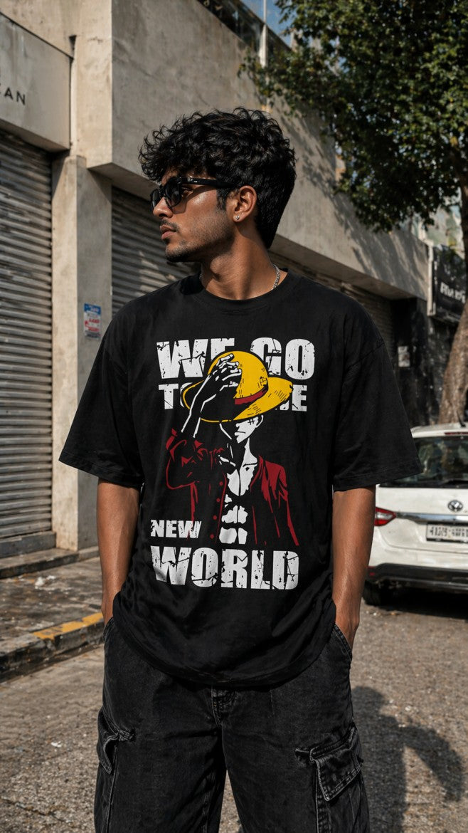 One Piece New World Drop-Shoulder T-Shirt – Men & Women | Black