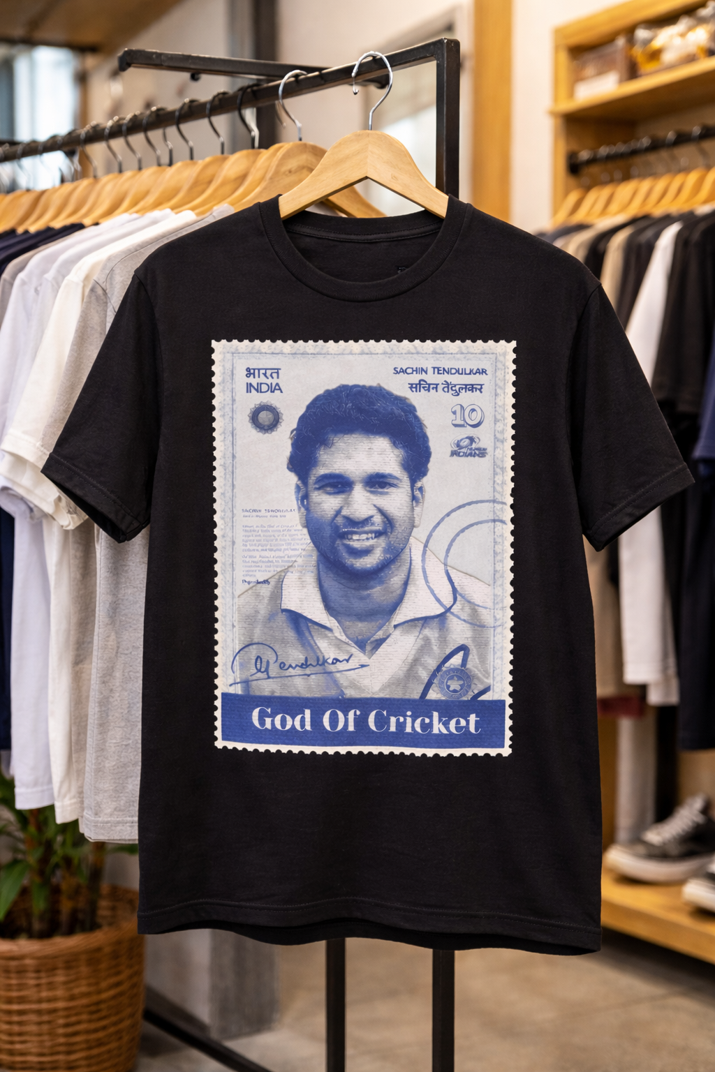 Sachin Stamp T-Shirt – Men & Women | Moon White