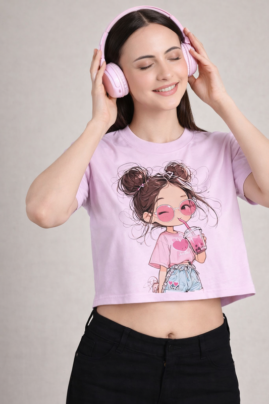 Anime Style And Pink Vibes Crop Top – Women | Lovely Lavender
