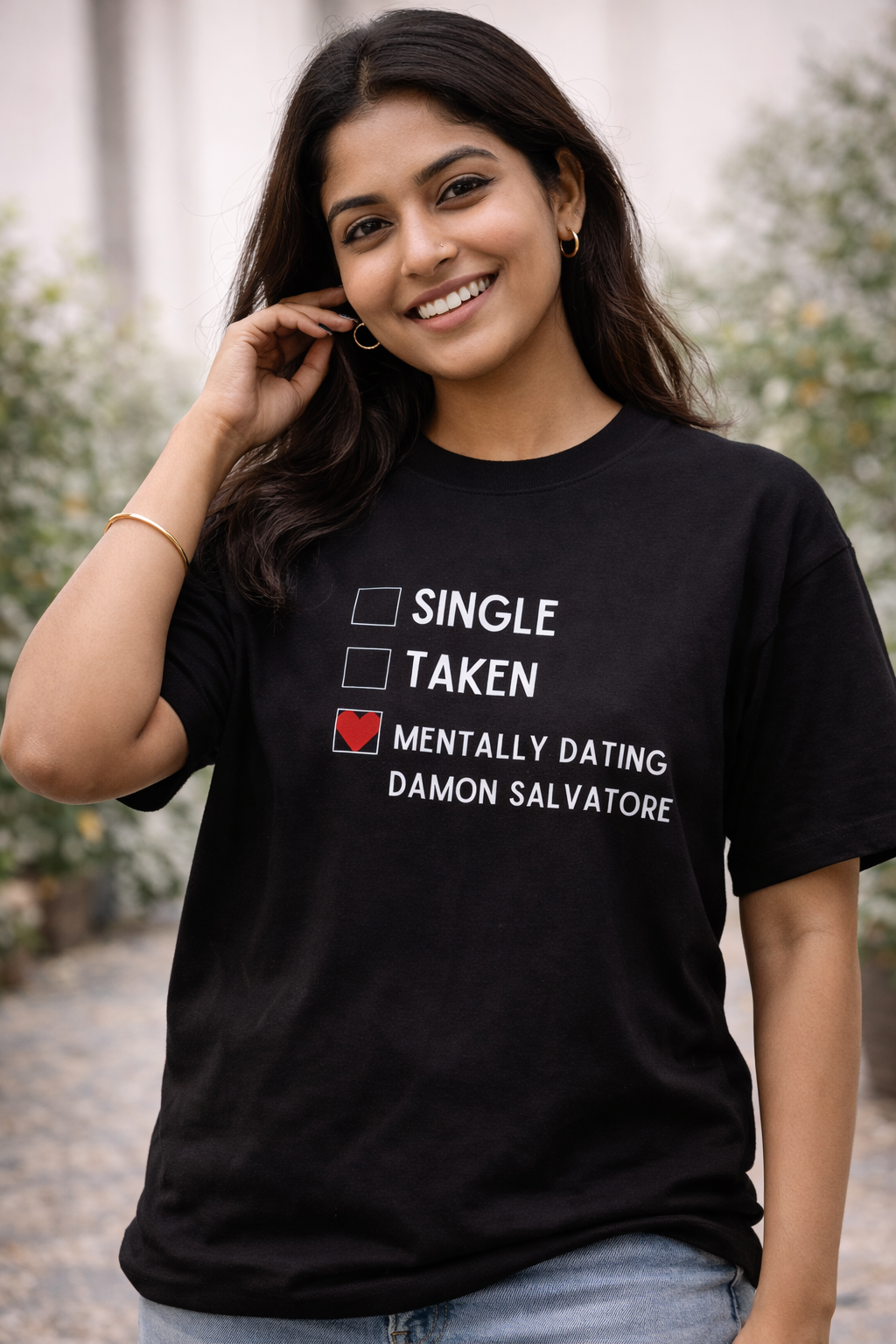 TVD In Love with Damon T-Shirt | Midnight Black (Regular Fit)