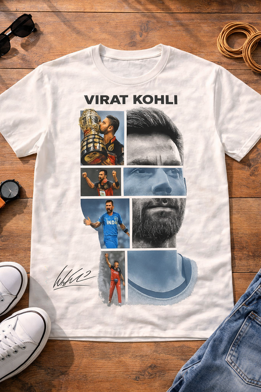 Virat Kohli Multi Verse T-Shirt – Men & Women | Moon White