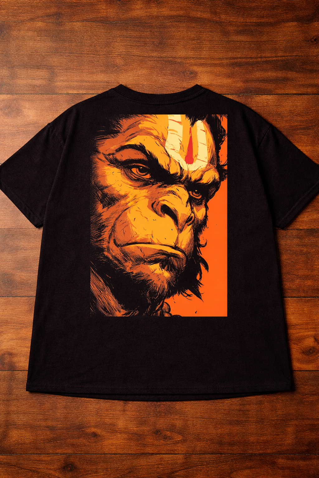 Hanuman Graphic Drop-Shoulder T-Shirt – Men & Women | Black