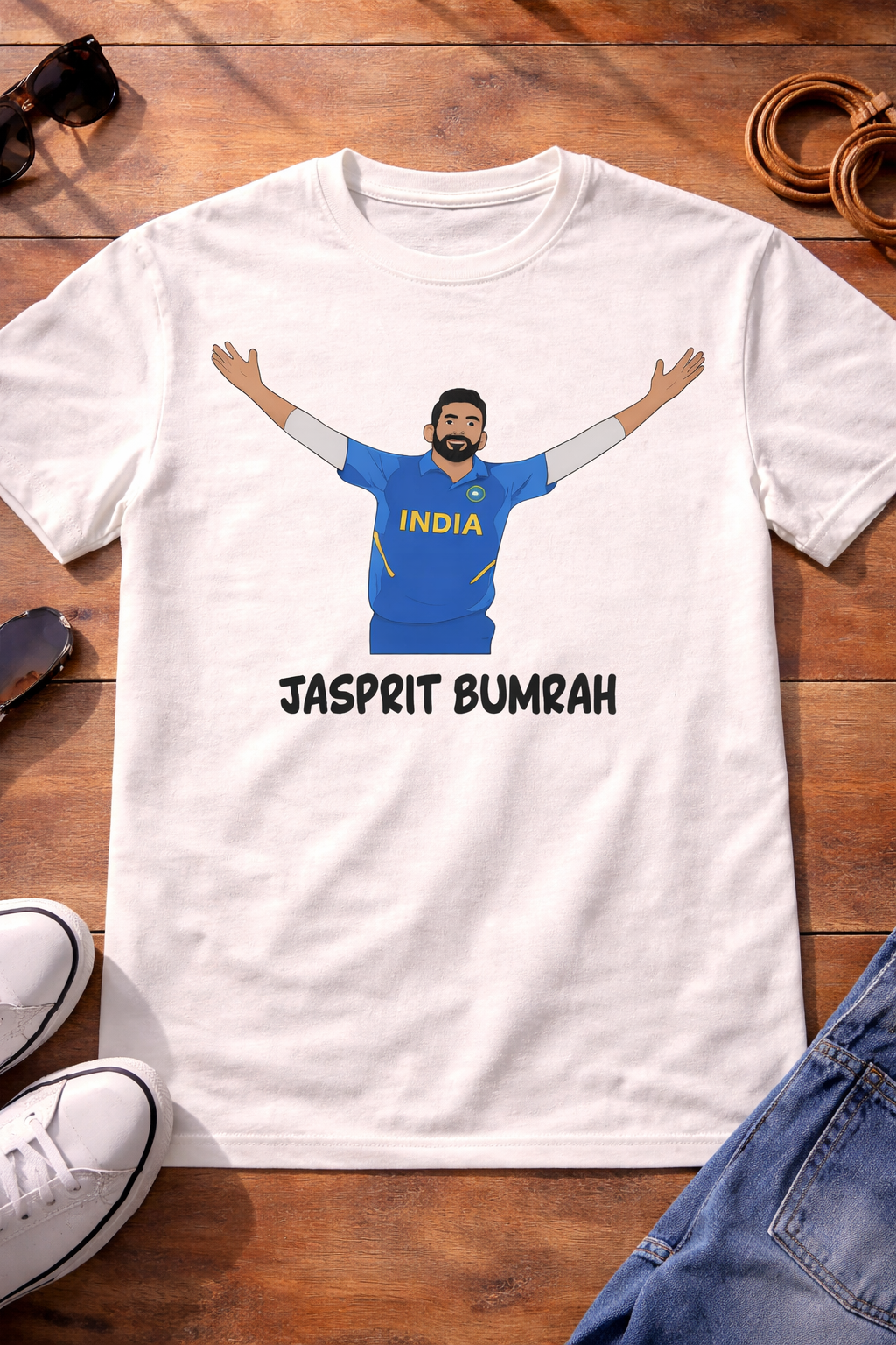 Bumrah Animated T-Shirt – Men & Women | Moon White