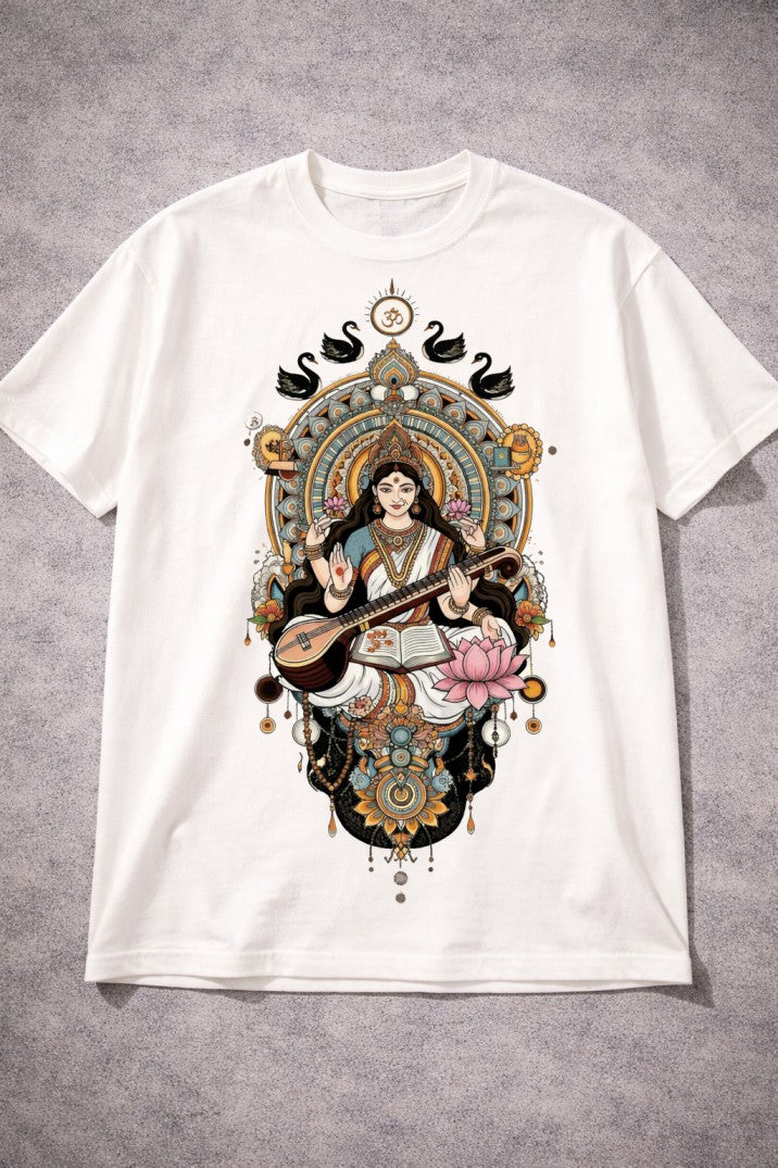 Goddess Saraswati Regular T-Shirt |  Off White