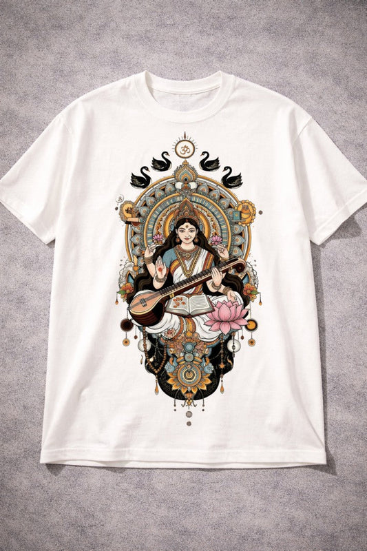 Goddess Saraswati Regular T-Shirt |  Off White