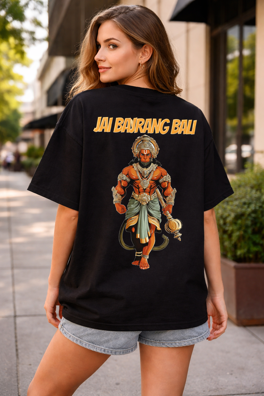Jai Bajrang Bali Drop-Shoulder T-Shirt – Men & Women | Black