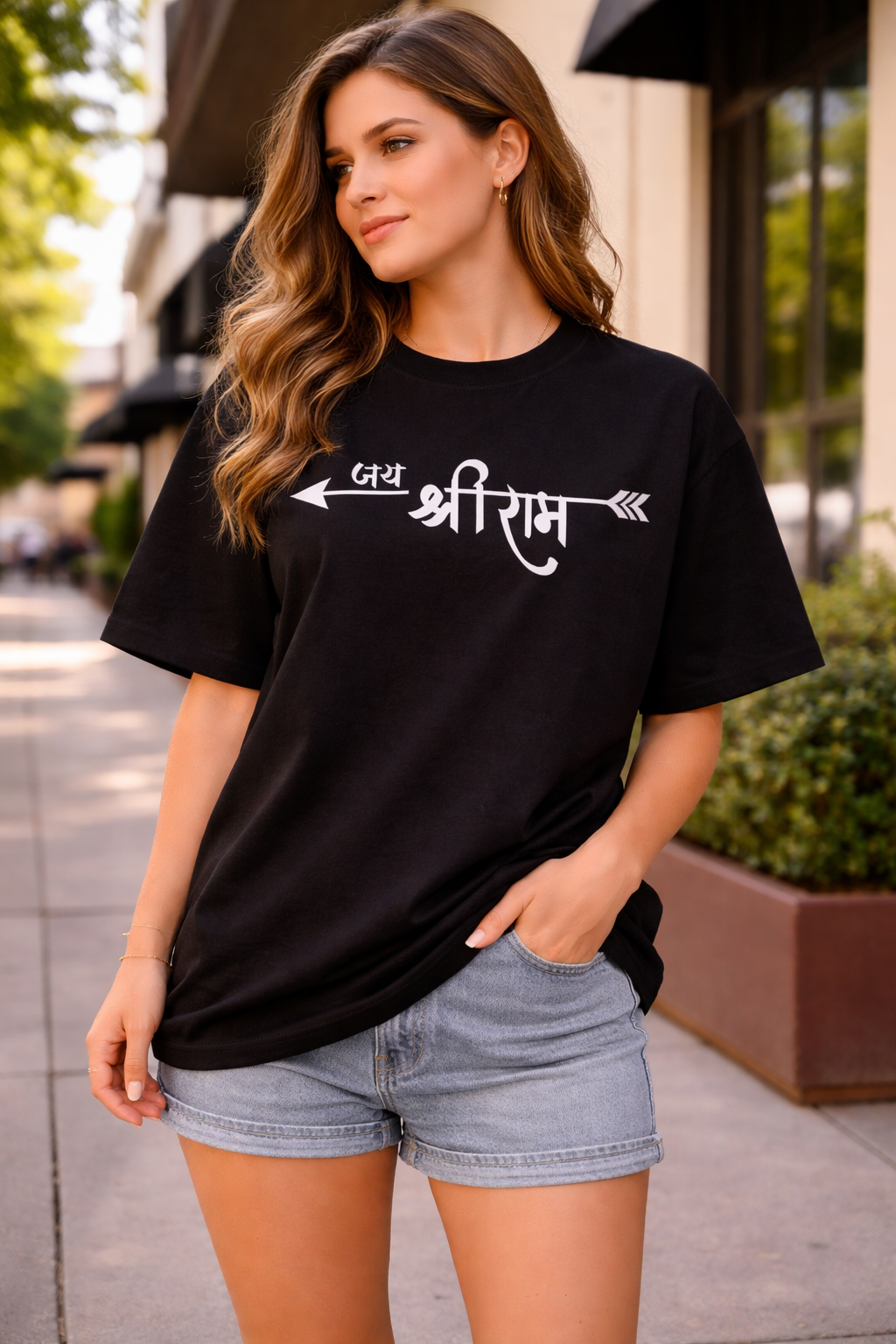Lord Hanuman Drop-Shoulder T-Shirt – Men & Women | Black