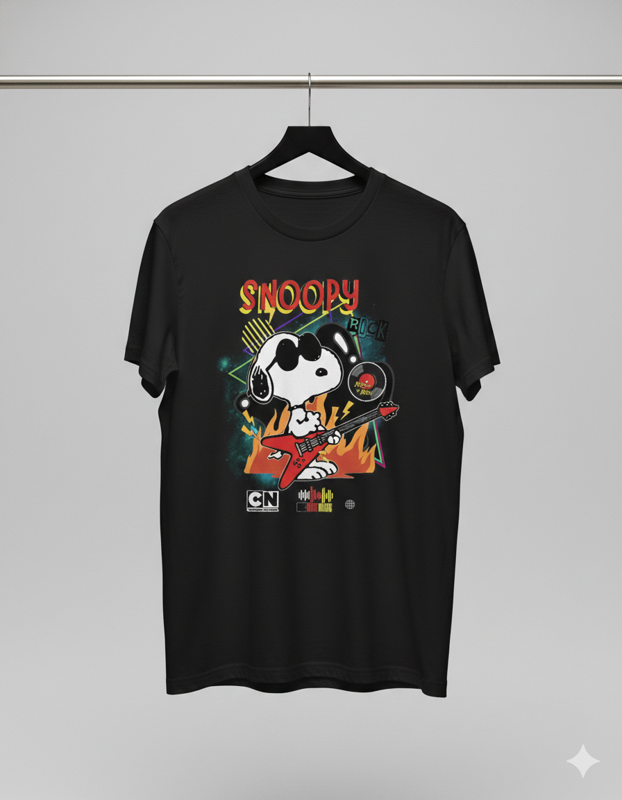 Snoopy Rock  Unisex T-Shirt |  Black