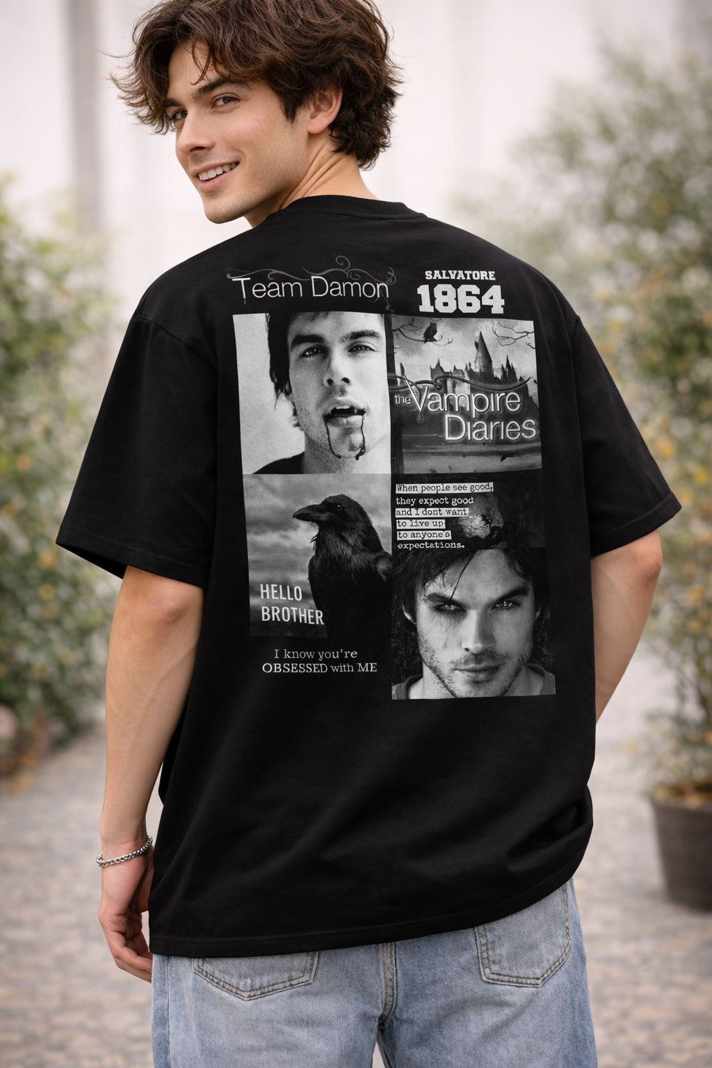 TVD Team Damon T-Shirt | Midnight Black (Drop-Shoulder)