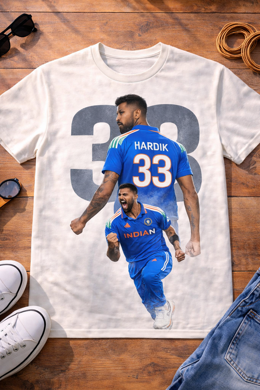 Hardik Pandya 33 T-Shirt – Men & Women | Moon White