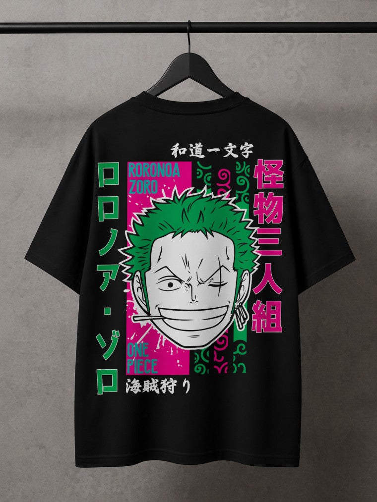 One Piece Roronoa Zoro Drop-Shoulder T-Shirt – Men & Women | Black