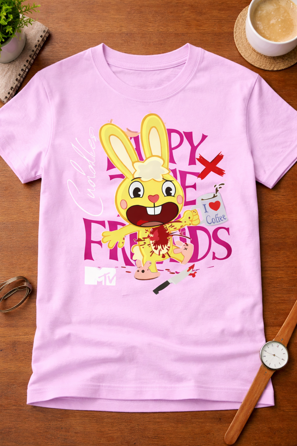 Happy & Friends – Women T-Shirt |  Pink