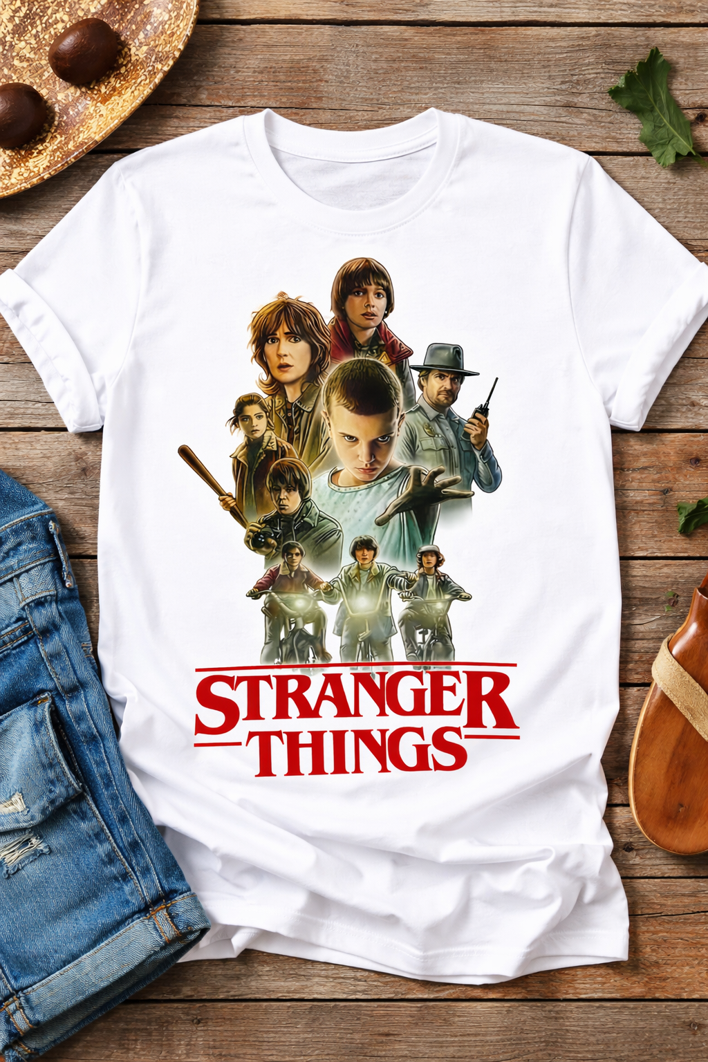 Stranger Things Characters Unisex T-Shirt |  White