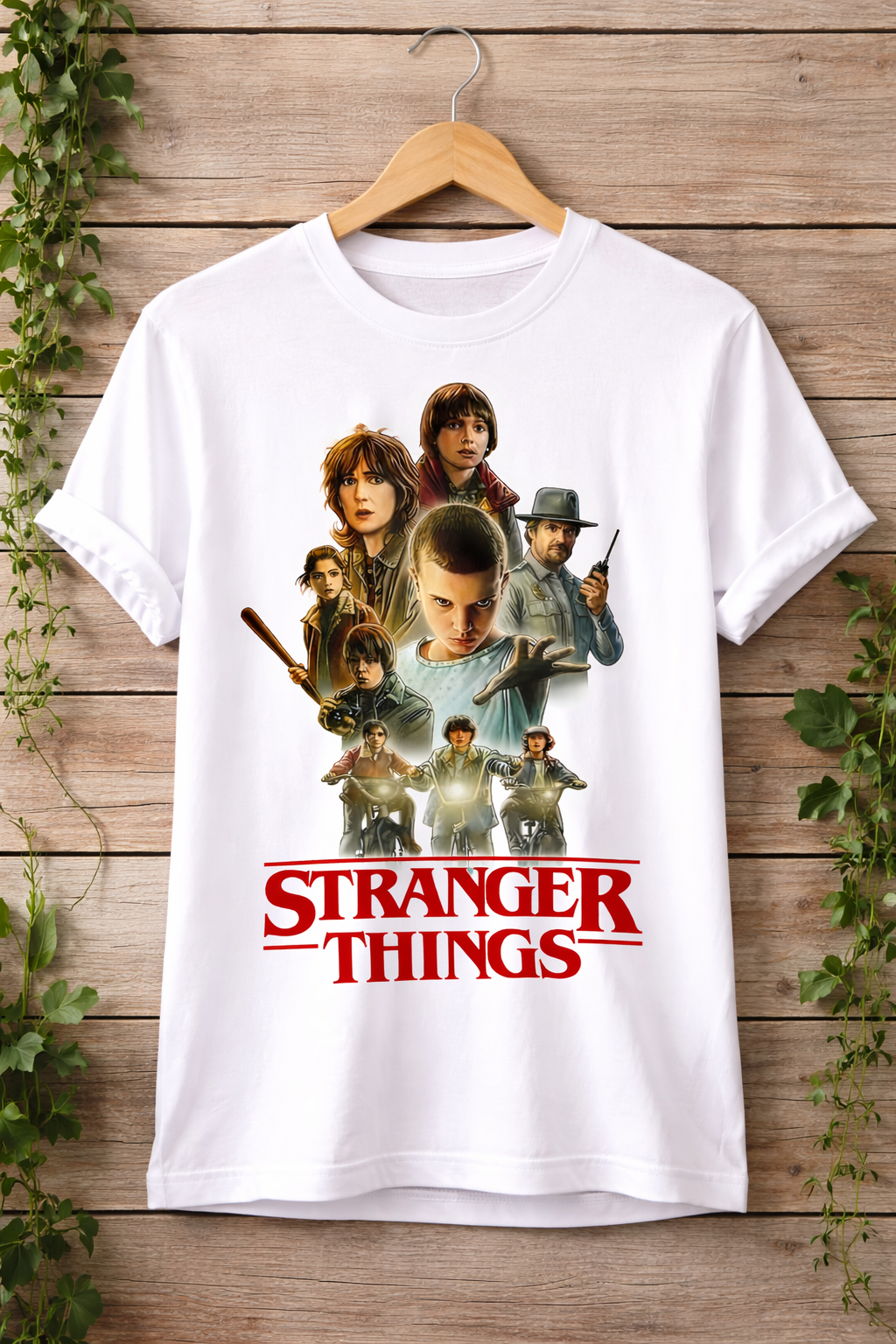 Stranger Things Characters Unisex T-Shirt |  White