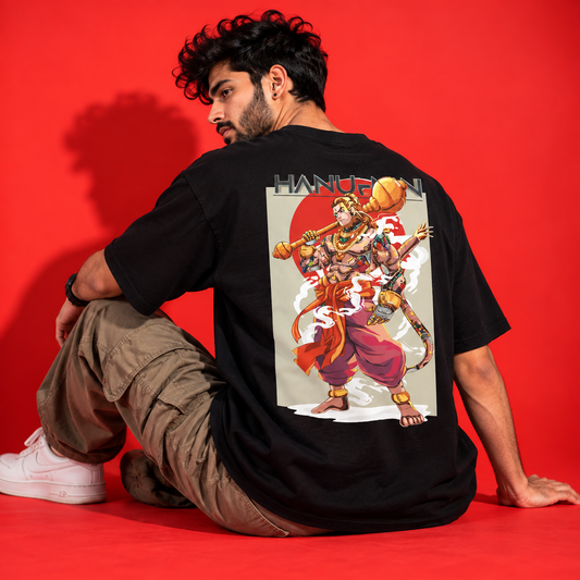 Lord Hanuman Drop-Shoulder T-Shirt – Men & Women | Black
